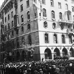 The western end of Aldwych outside India House, London, presented a gay scene beneath The western end of Aldwych outside India House, London, presented a gay scene beneath