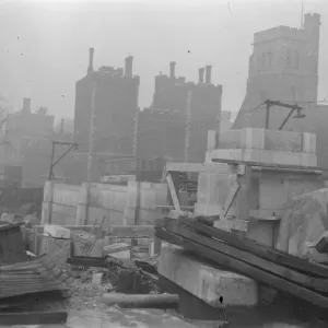 Work progresses on Lambeth Bridge. A view of the progress of the work on Lambeth Bridge