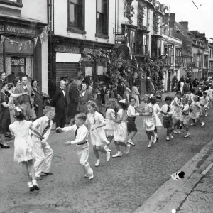 Print of the Cornish Floral Dance in Helston, Cornwall Print of the Cornish Floral Dance in Helston, Cornwall