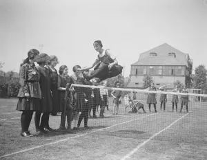16 year old Miss Dulcie M Myhill, competing in the Wembley Grammer school sports