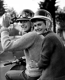 Bon Voyage Prints: 1960s Michael Epps of Quernmore Road Bromley Kent is setting out with his girlfriend Miss