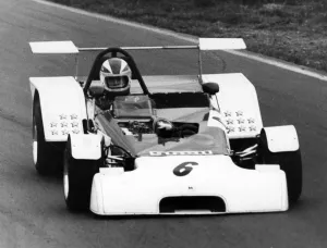 Motorcar Prints: 1972 U2 1600 Clubman racing car Geoff Friswell at the wheel