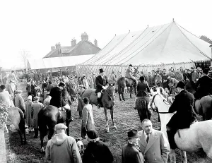 Hunting Prints: 3 December 1952 - - The fox hunt at the first Fatstock Show after World War II