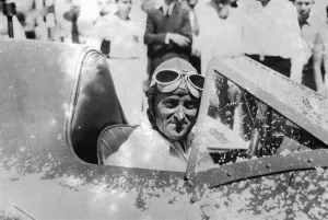 301 miles an hours. Sir Malcolm Campbell in Bluebird after his record run