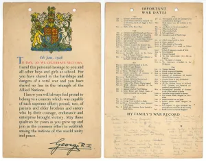 1940s Prints: 8 June 1946 A message to sent to the schoolchildren of Britain to celebrate victory