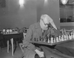 80-year-old inventor of the paravane as competitor at Hastings International chess Congress