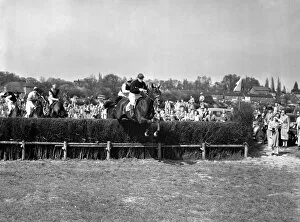 Fence Collection: 9 May 1954 Ivor Kerwood on Dark Stranger takes the last to win the Harewoods Challenge