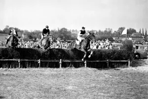 Fence Prints: 9 May 1954 T.B. Palmer on Gold Bonus takes the last to win the Harewoods Challenge Cup (Division 2)