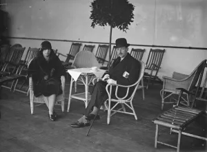 Aboard the Blue Star Liner Almeda , Tilbury. Lady Evelyn Graham and Captain Aboard the Blue Star Liner Almeda , Tilbury. Lady Evelyn Graham and Captain