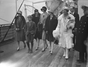 Aboard the SS Almeda at Tilbury. Hon Richard Lygon and Lady Beauchamp ( right )