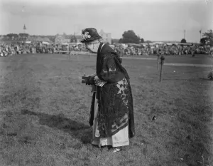 Aristocrat Prints: Aboyne Highland Games. Lady Aberdeen takes a photograph. 13 September 1928