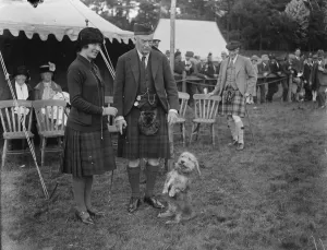 Aristocrats Prints: Aboyne Highland Games. Viscount and Viscountess Dunedin and their dog Sholi