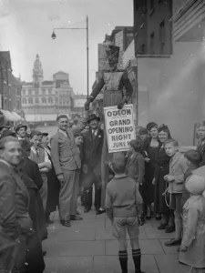 The advert for the opening of the Odeon in Peckham, London. 1 June 1938