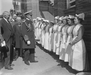 Admiral Sturdee opens new wing of Nelson Hospital, Merton Park. With some of the nurses
