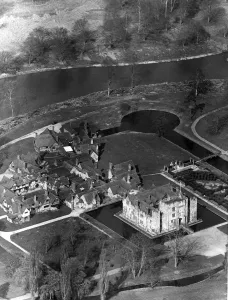 Aerial of Hever Castle and the Tudor Village Near Edenbridge Kent