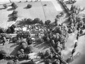 Aerial view of Chiddingstone Castle, Hever, Kent, England 15 September 1962