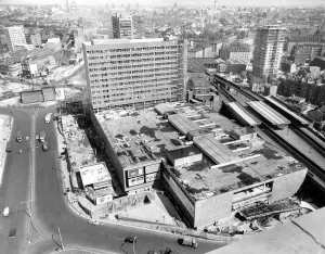 Aerial view of the construction of the Elephant and Castle shopping centre - new
