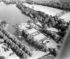 Aerial view of Hever Castle, Hever, Kent, England 15 September 1962