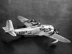 International Herald Tribune Prints: Aerial view of Imperial Airways flying boat Centaurus on the water at Rochester