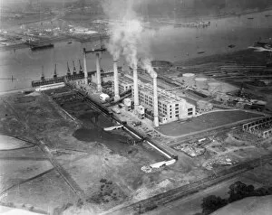 Ship Collection: Aerial view of Littlebrook Power Station on the River Thames near Dartford, Kent