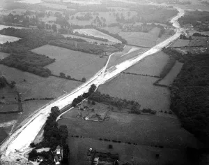 Houses Prints: Aerial view of Maidstones new By Pass under construction, Kent, England 9 September