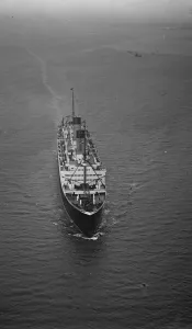 Funnels Prints: An aerial view of the SS Homeric, the White Star Liner. 1929