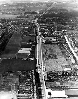 1950s Collection: Aerial view Swanley, Kent, England and the main road that runs through the town
