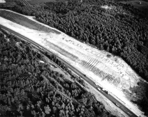 Aerial view of the Swanscombe cutting in preparation for a new road to be built