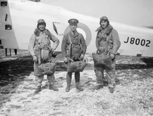Aerial visitors. RAF bombers start on peaceful tour. The RAF mechanics who accompany the party