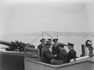 Afghan King down in a submarine. H M being received on board the submarine. 19