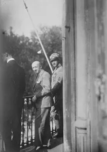 Prints of Aftermath of Italian General Strike Gabriele d Annunzio on the verandah. Disturbance and bloodshed followed the termination of the general strike in Italy 12 August 1922 1920s Prints: Aftermath of Italian General Strike Gabriele d Annunzio on the verandah. Disturbance