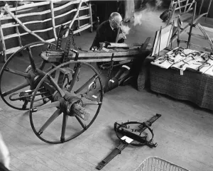 Museum Prints: Agricultural Machinery : A poachers trap and an old Kent plough. Some of these