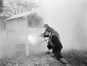 An Air Raid Precautions demonstration in Dartford, Kent. Dealing with a fire