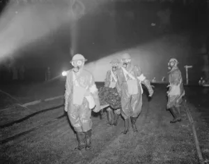 An Air Raid Precautions demonstration held at Sidcup Place, Kent. Demonstration