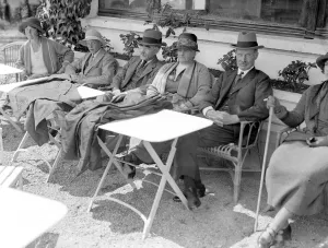 At Aix-Les-Bains Mr Bonar Law with Mr and Mrs Rudyard Kipling. 31 October 1923