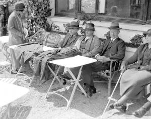 Sand Prints: At Aix-Les-Bains Mr Bonar Law with Mr and Mrs Rudyard Kipling. 31 October 1923
