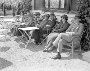 At Aix-Les-Bains Mr Bonar Law with Mr and Mrs Rudyard Kipling. 31 October 1923