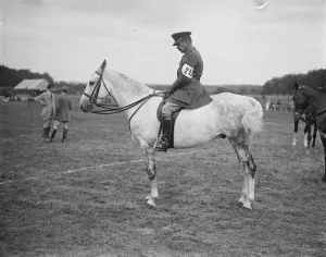 Aldershot command horse show Lt General Sir P W Chetwode with his hunter Christopher