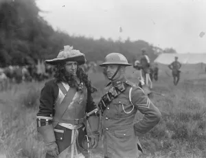 Jockey Prints: Aldershot Horse Show A Hussar of 1685 and a modern hussar 21 July 1920