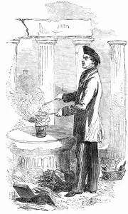 Alexis Soyer cooks in the ancient Parthenon, on a fallen capital of the stupendous