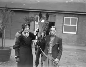 Alfred Smirke, the jockey, and his Fiancee, Miss Margery Friday ( Married 27 January