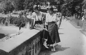 All in a garden fair The ex crown Princess of Romania ( seated ) with her younger