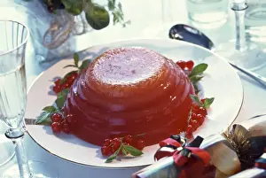 Berry Prints: Alternative Christmas dessert - jelly (jello) of red berries set in fluted bowl