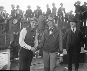 America wins Schneider Cup at Cowes. Lt Rittenhouse and Lt Irvine ( shirt sleeves