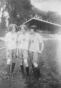 Three Prints: American Girls in Paris for Feminine Olympic Games Left to right Miss Betty Voorhees