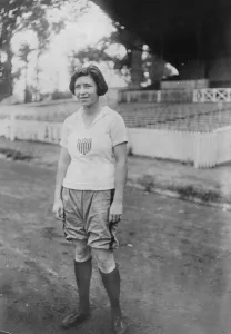 American Girls in Paris for Feminine Olympic Games Miss Aness Harwick, javelin