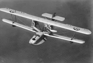 An American Naval Aircraft Factory PN-12 photographed while cruising above San Diego Bay