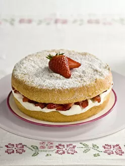 Sweet Collection: American sponge cake with whipped cream and strawberries credit: Marie-Louise Avery