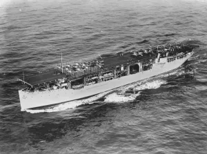 Americas remarkable aircraft carrier. The US aircraft carrier Langley cruising