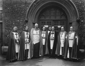 Framed Print : Ancient Orders Picturesque Gathering at Londons Oldest Church Members of the Order